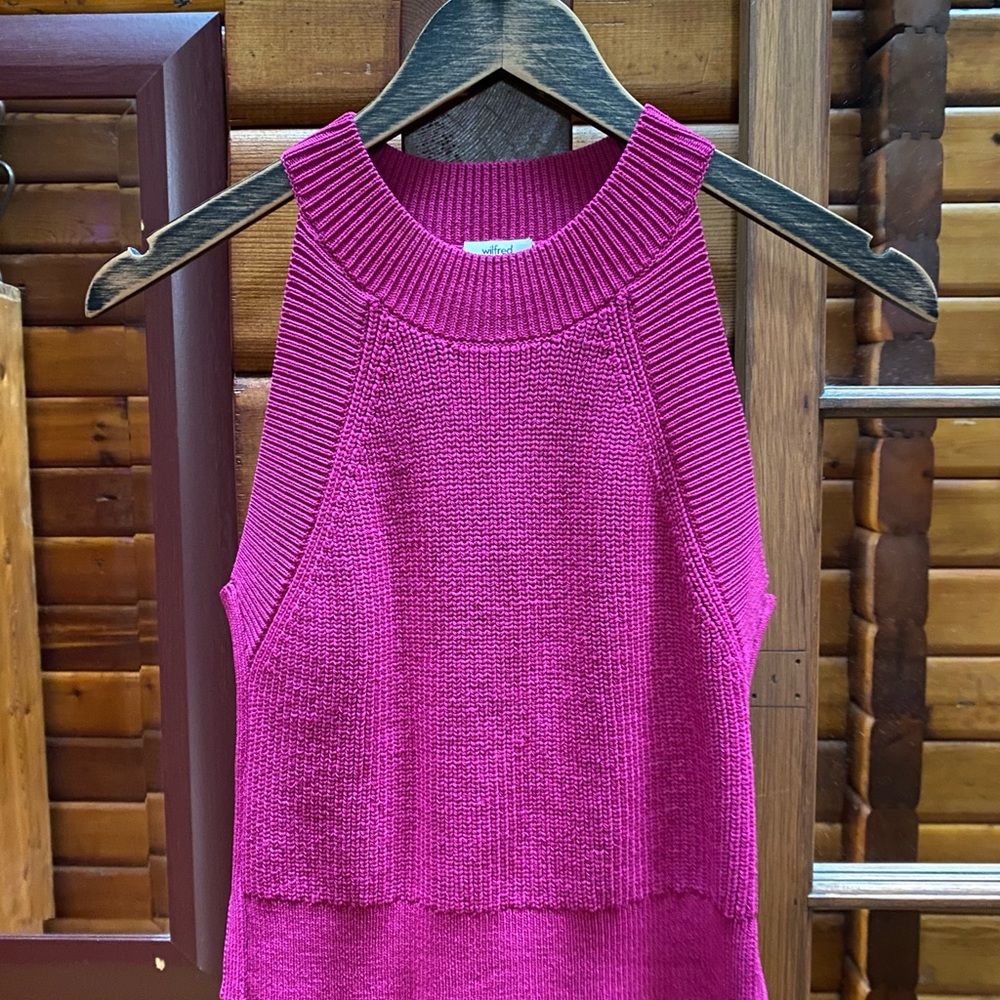 Wilfred Ribbed Knit Tank Top | Magenta Fuchsia | Size S